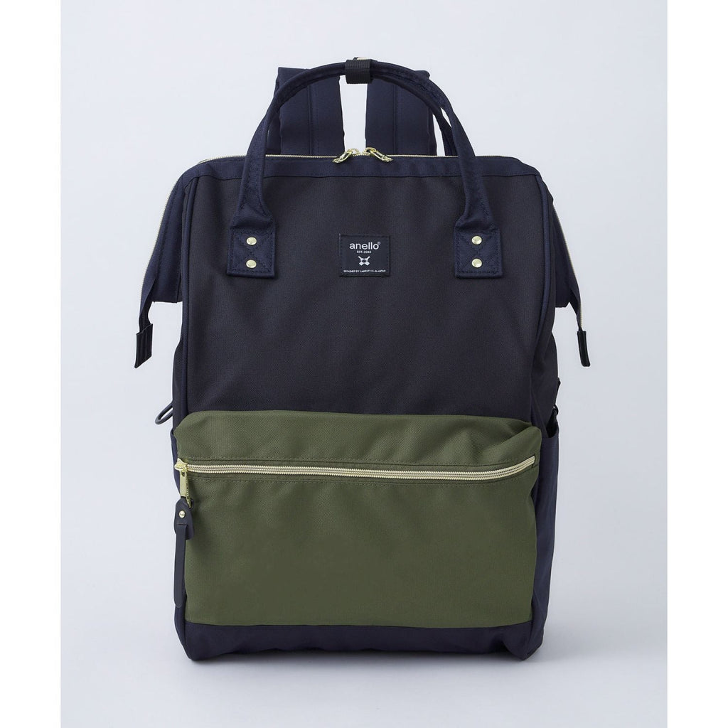 Anello Cross Bottle Kuchigane Backpack L (Navy/Olive/Black)