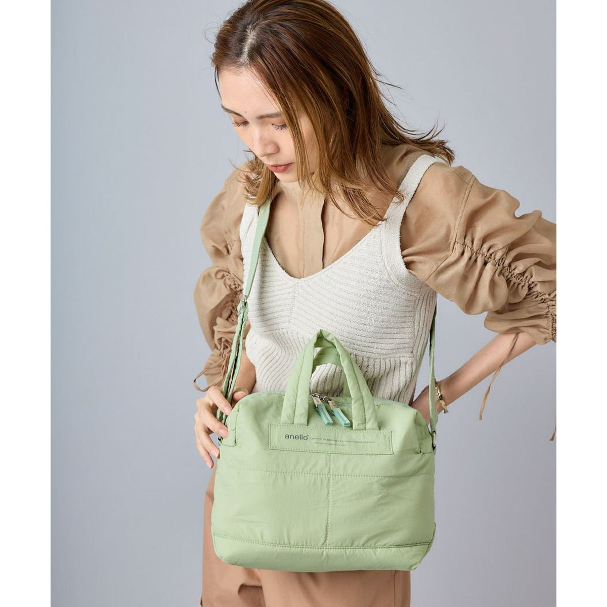 Anello Future Nostalgia 2Way Mini Boston Bag (Mint Green)