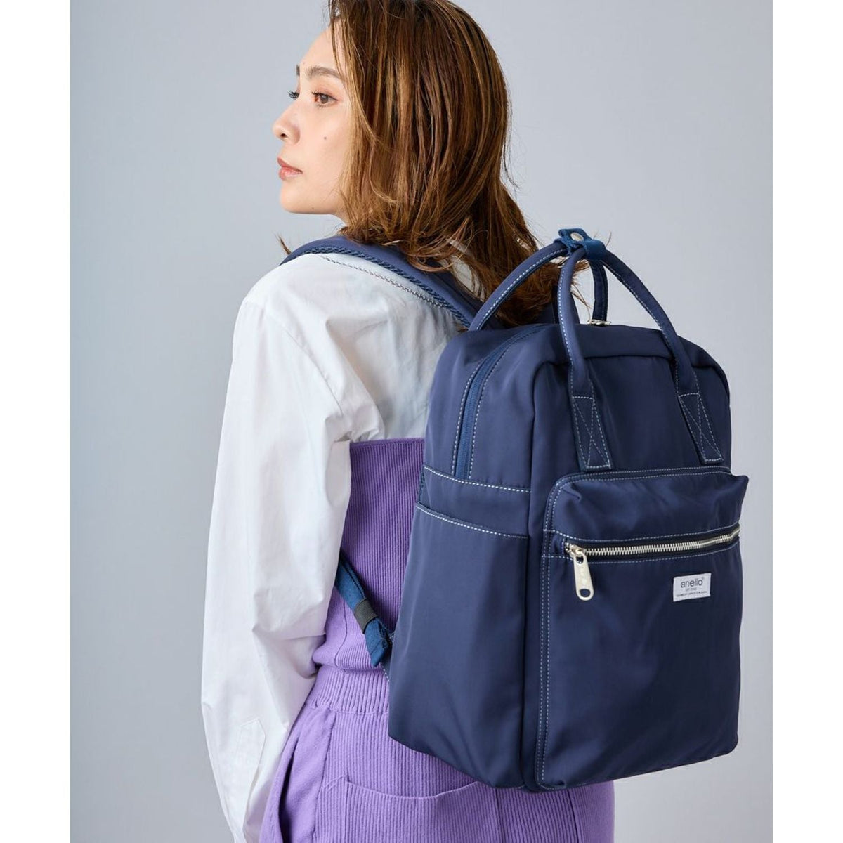 Anello Town Squared Backpack (Navy)