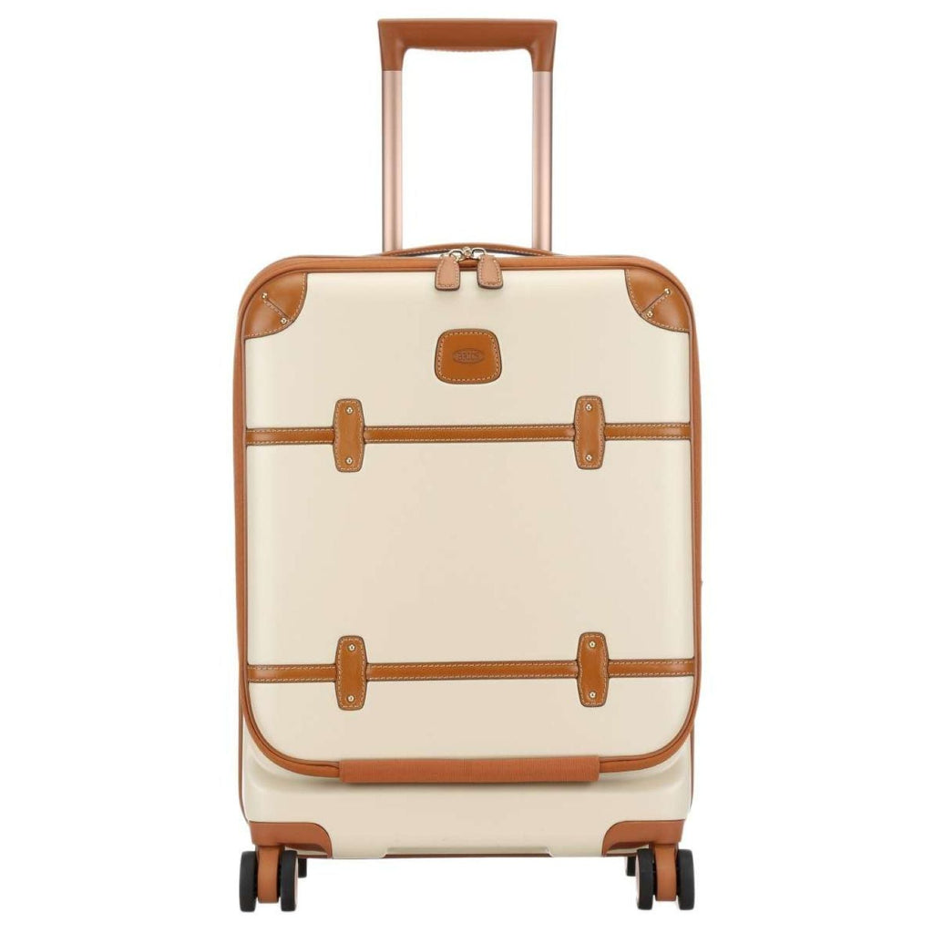 BRIC'S Bellagio V2 21" Carry On Luggage Spinner + Pocket with USB (Cream)