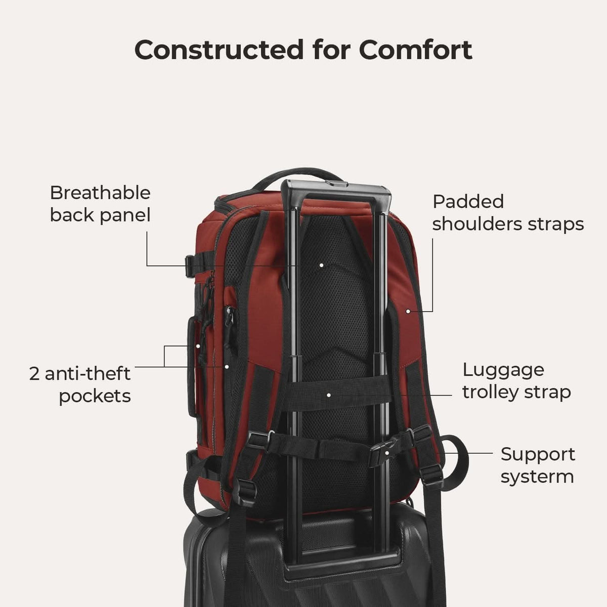 Bagsmart Blast Quick Access Carry On Travel Backpack Extended 38L (Brandy Snifter)