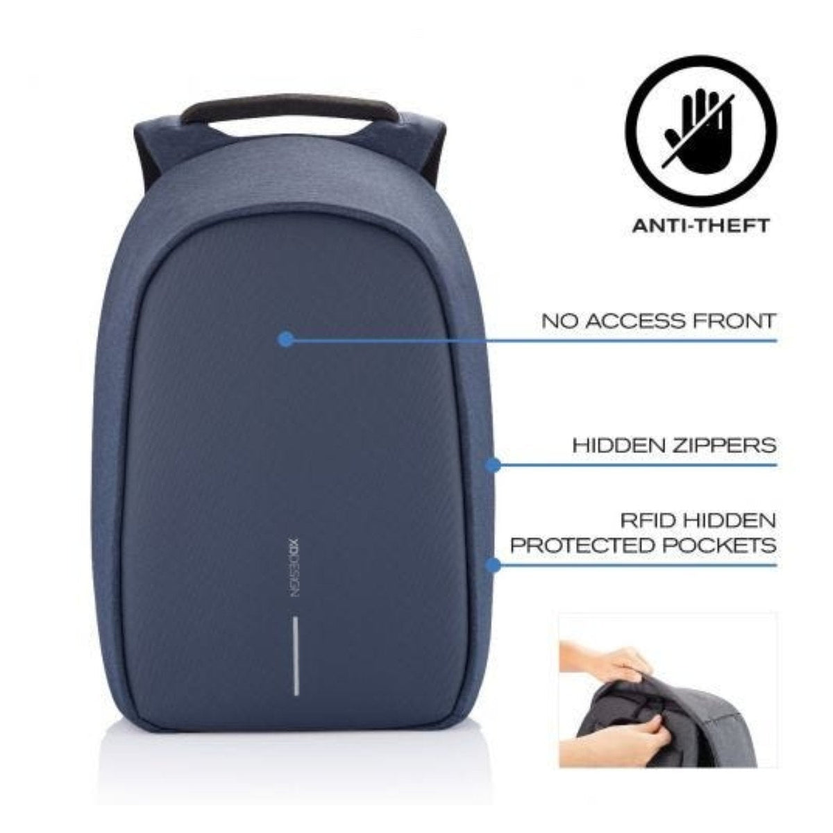 Bobby Hero Regular Anti-Theft Backpack - Navy