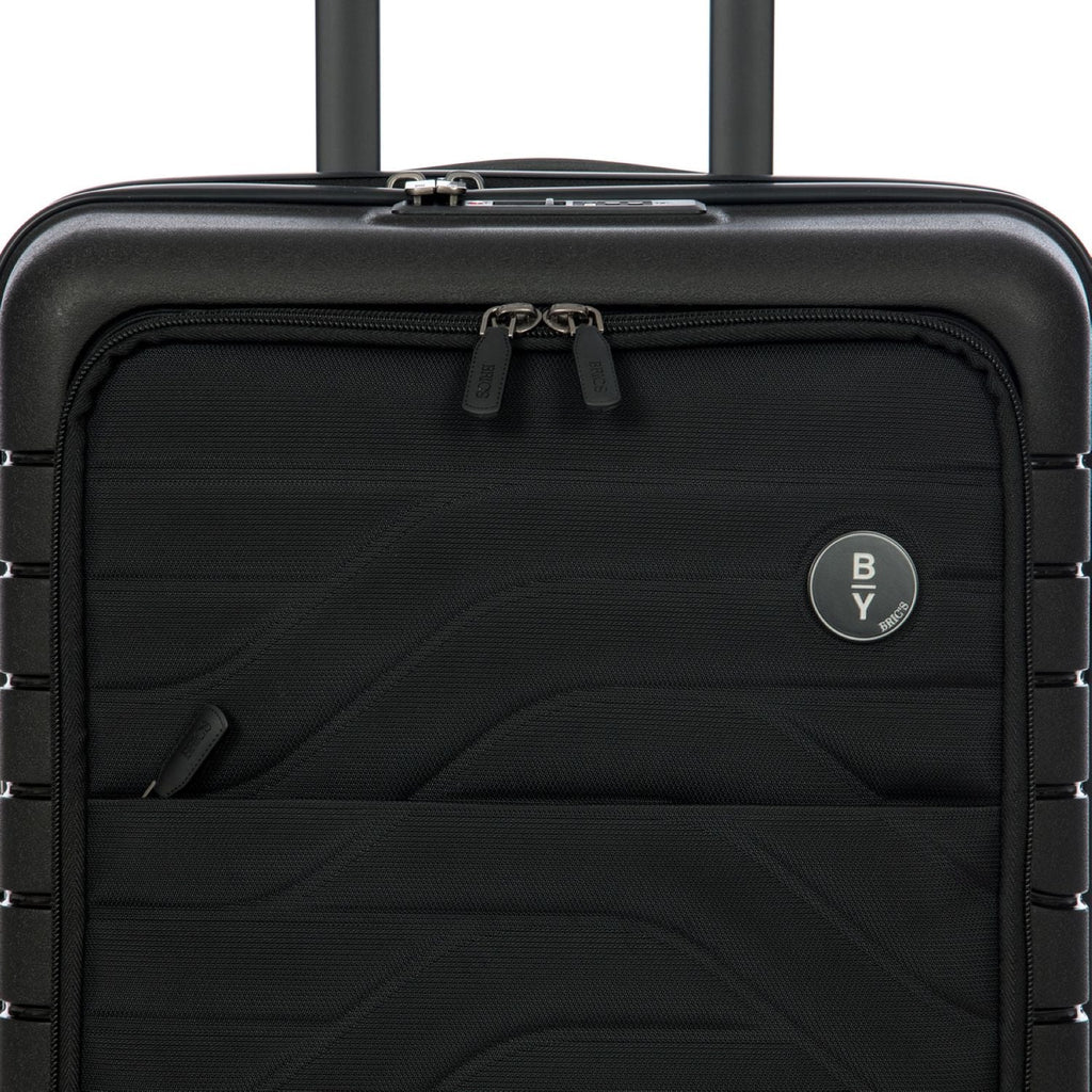 BRIC'S Ulisse 21" Expandable Carry On Luggage Spinner With Front Pocket (Black)