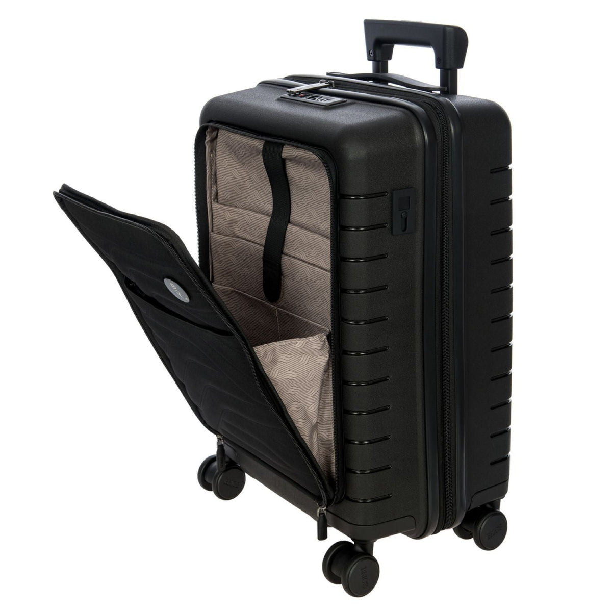 BRIC'S Ulisse 21" Expandable Carry On Luggage Spinner With Front Pocket (Black)
