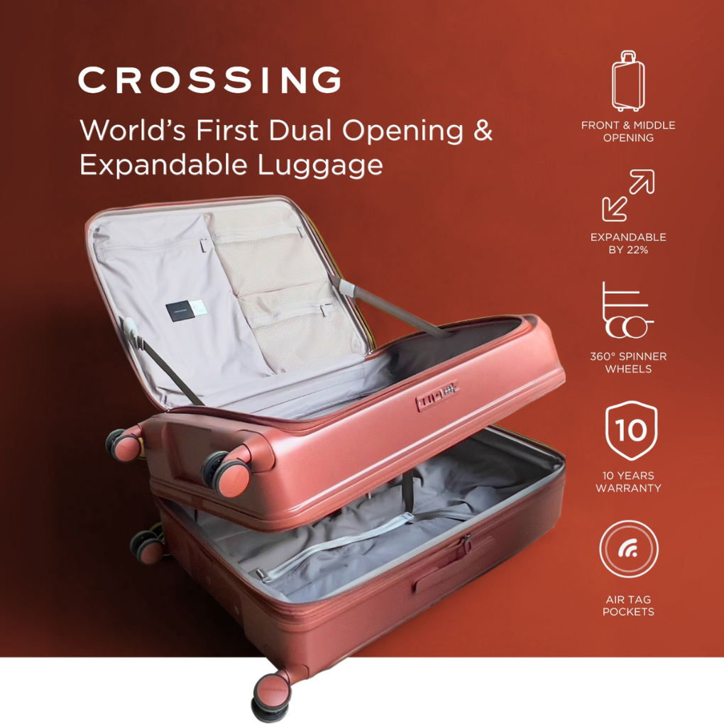 CROSSING INVI 30" Large Expandable Luggage With Front & Middle Access - Taupe