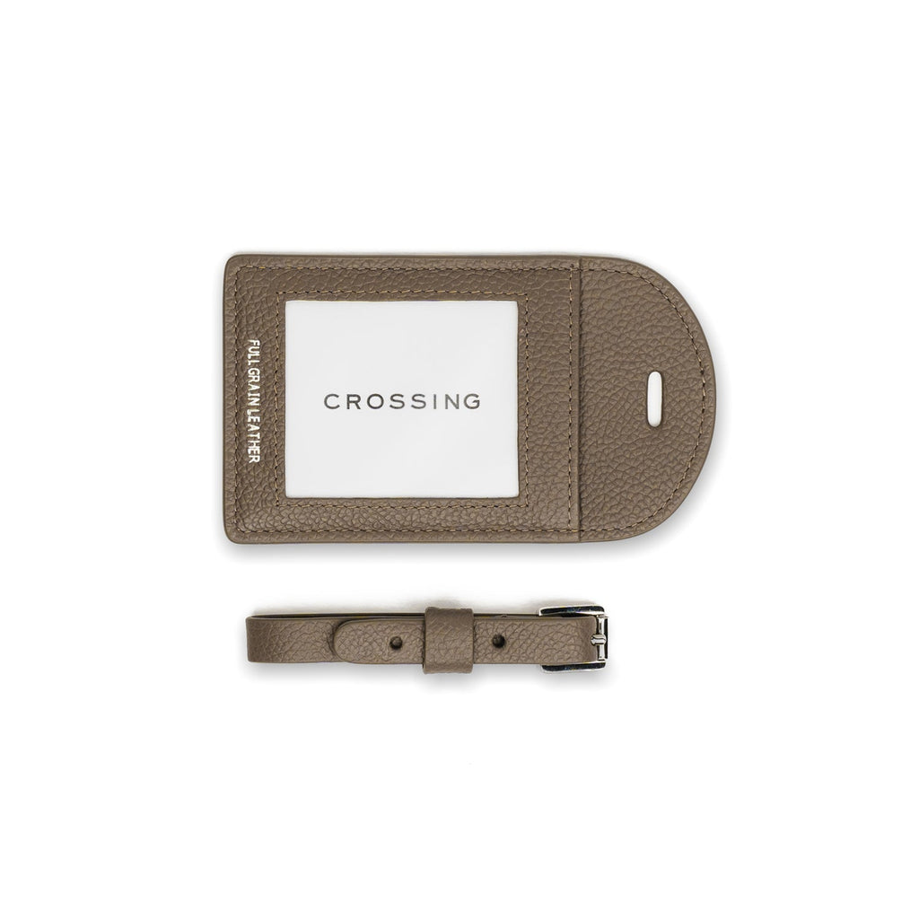 Crossing Milano Leather Luggage Tag - Dark Khaki