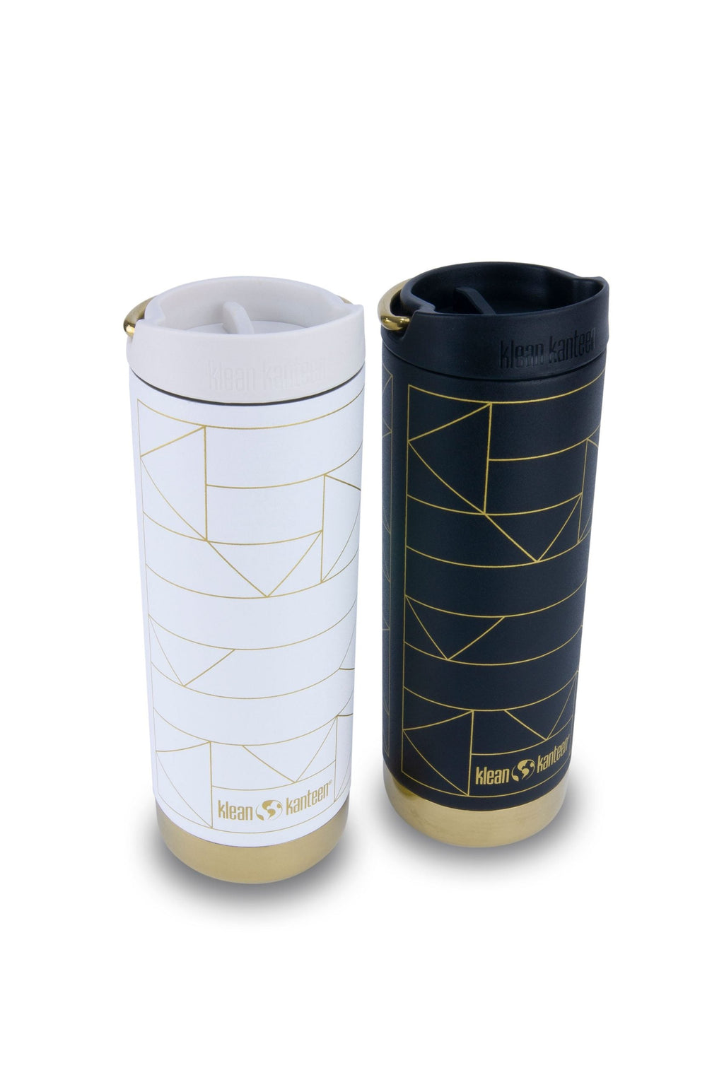 Klean Kanteen LIMITED EDITION TKWide 16oz Insulated Water Bottle With Cafe Cap - Geometric Gold On Black