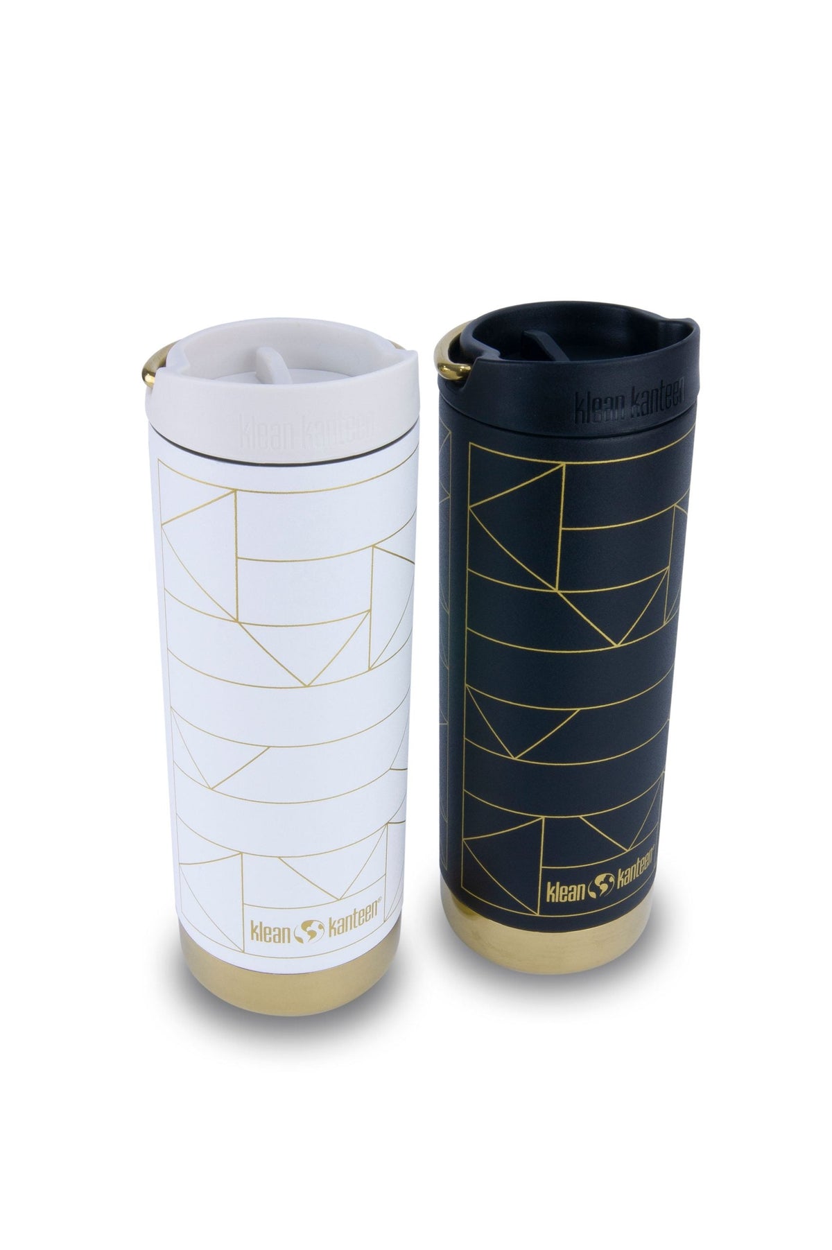 Klean Kanteen LIMITED EDITION TKWide 16oz Insulated Water Bottle With Cafe Cap - Geometric Gold On Black