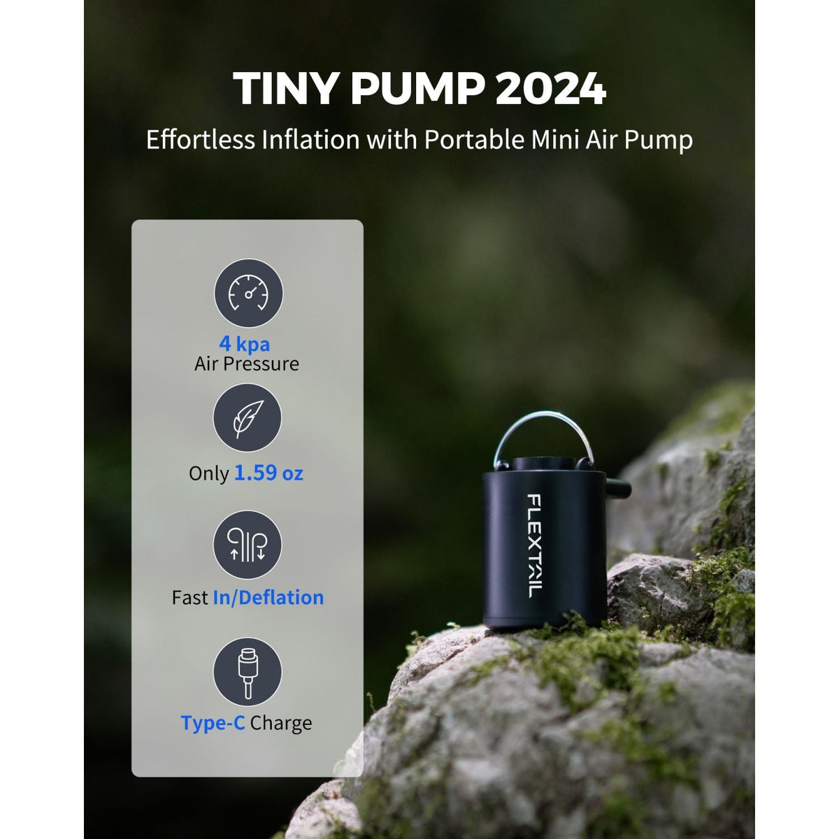 Flextail Tiny Portable Travel Vacuum Pump 2024 - Black
