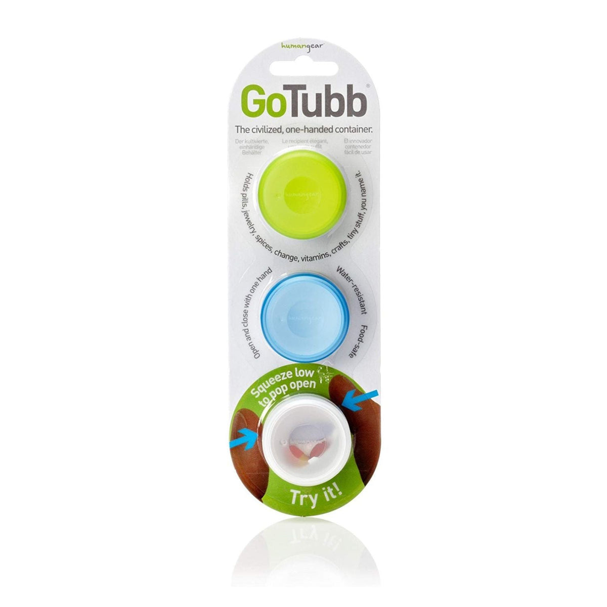 Humangear Gotubb 3-Pack Sml/14Cc (Grn/Blu/Cle)