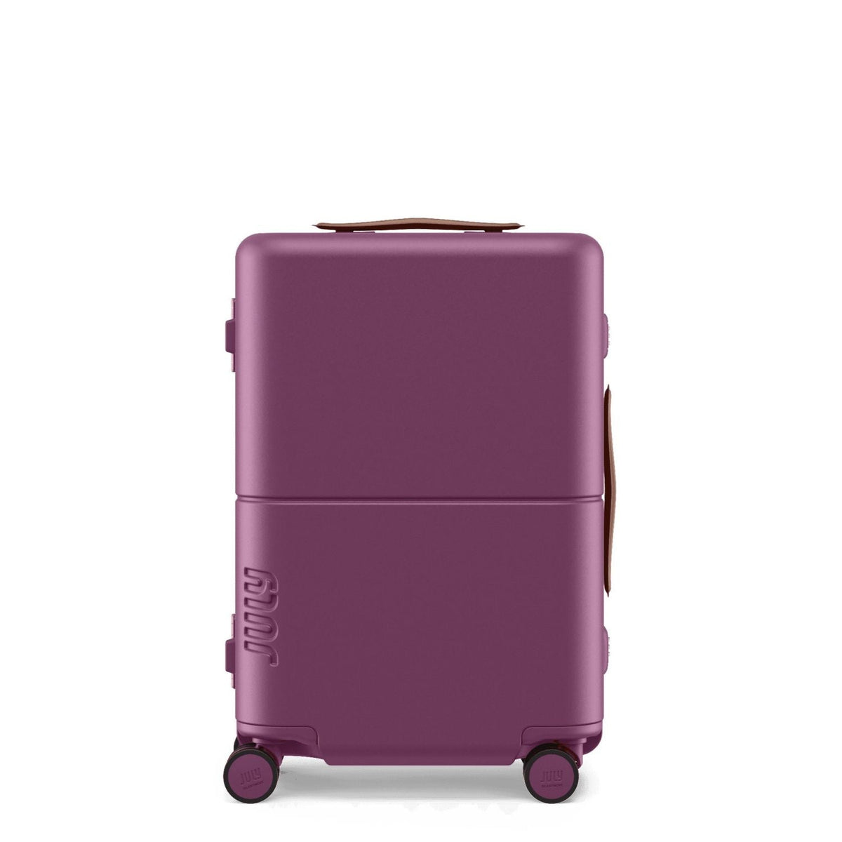 July Carry On Trunk Polycarbonate 21" Luggage With Fast Charge Usb-C Cable - Plum