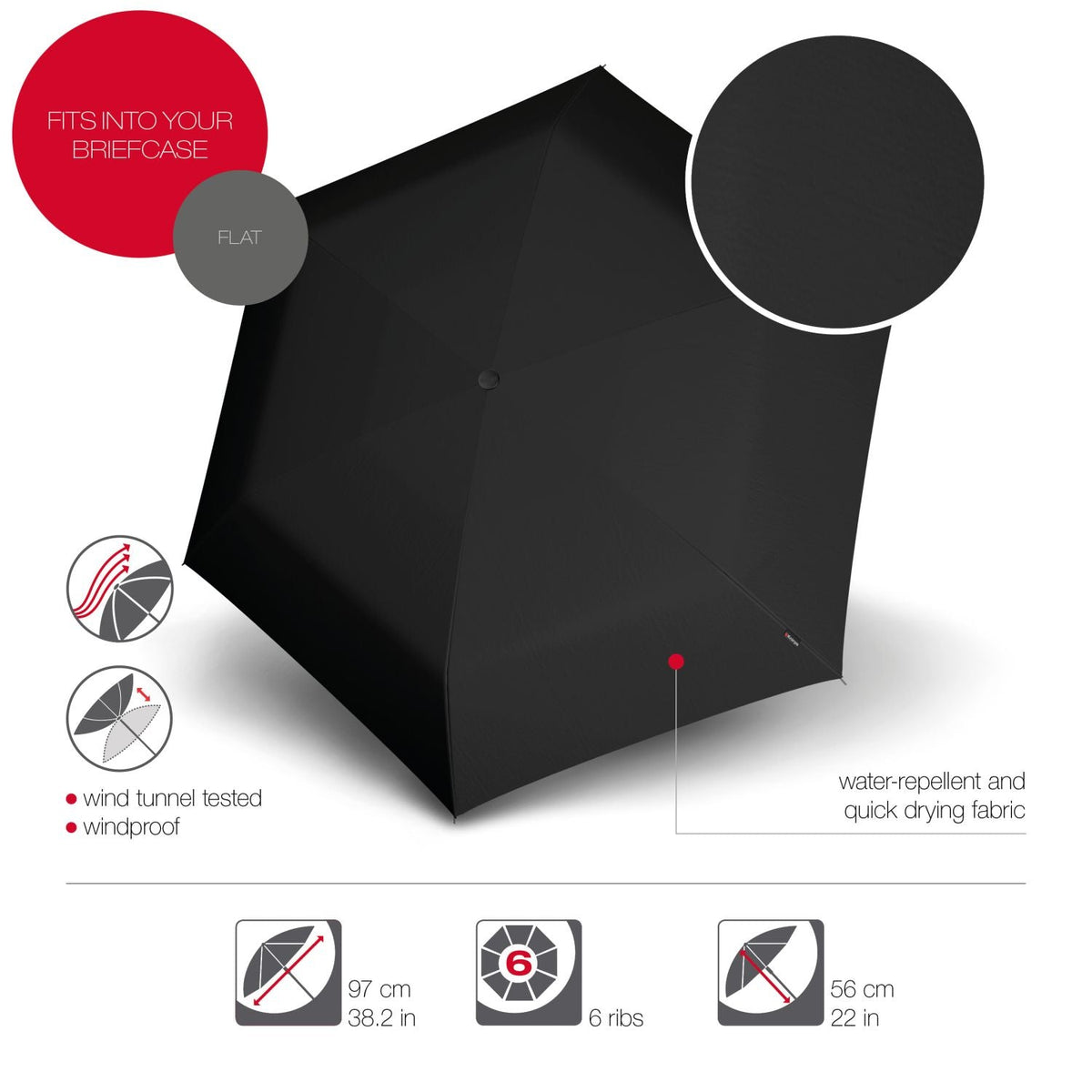 Knirps TS.200 Slim Medium Duomatic - Black