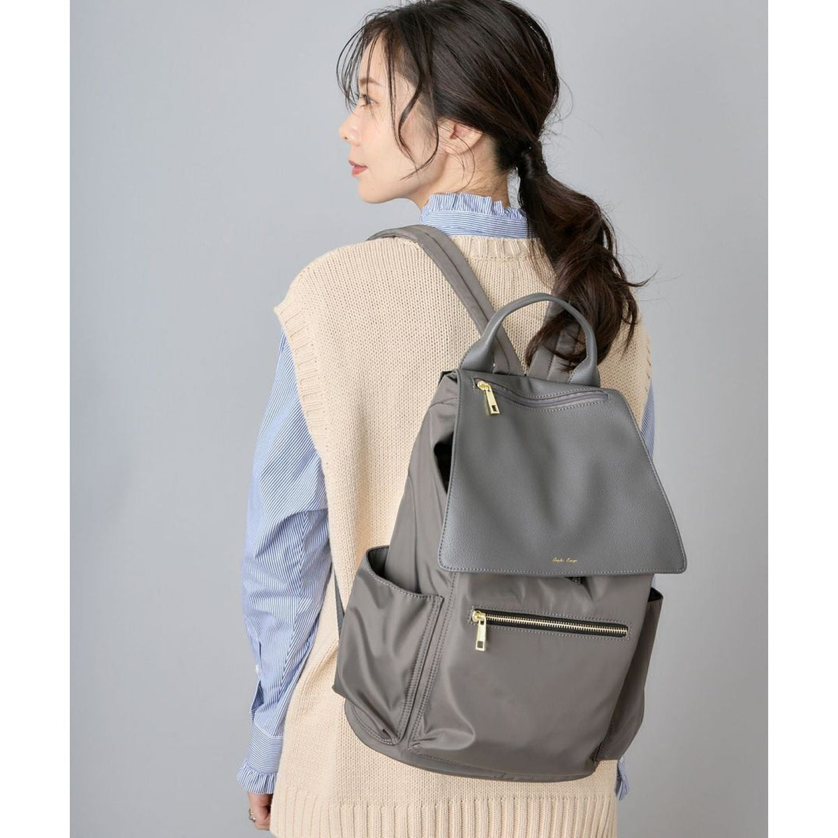 Legato Largo Polyester x Pu Backpack (Black)