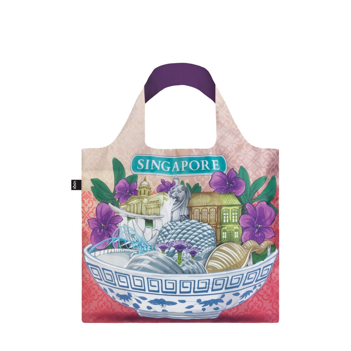 LOQI Urban Foldable Tote Bag - Sights of Singapore