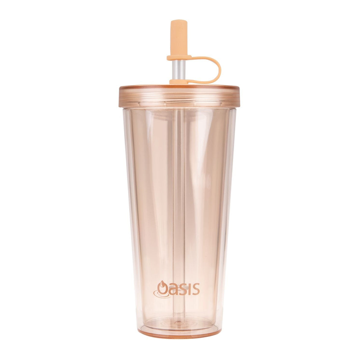 Oasis Insulated Smoothie Tumbler with Straw 520ML - Peach