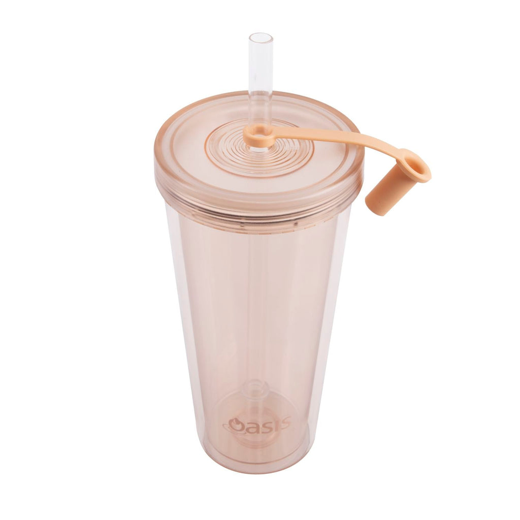 Oasis Insulated Smoothie Tumbler with Straw 520ML - Peach