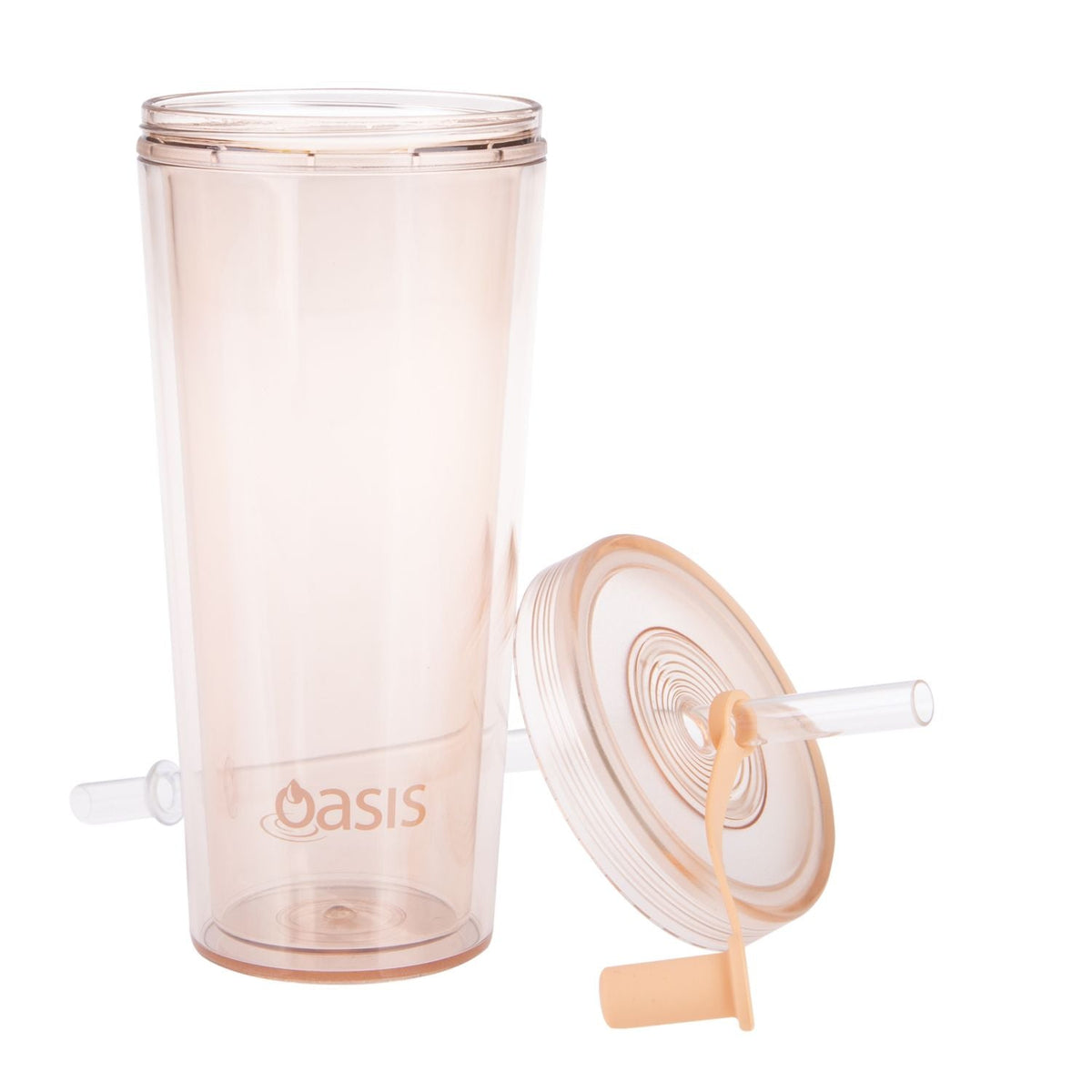 Oasis Insulated Smoothie Tumbler with Straw 520ML - Peach