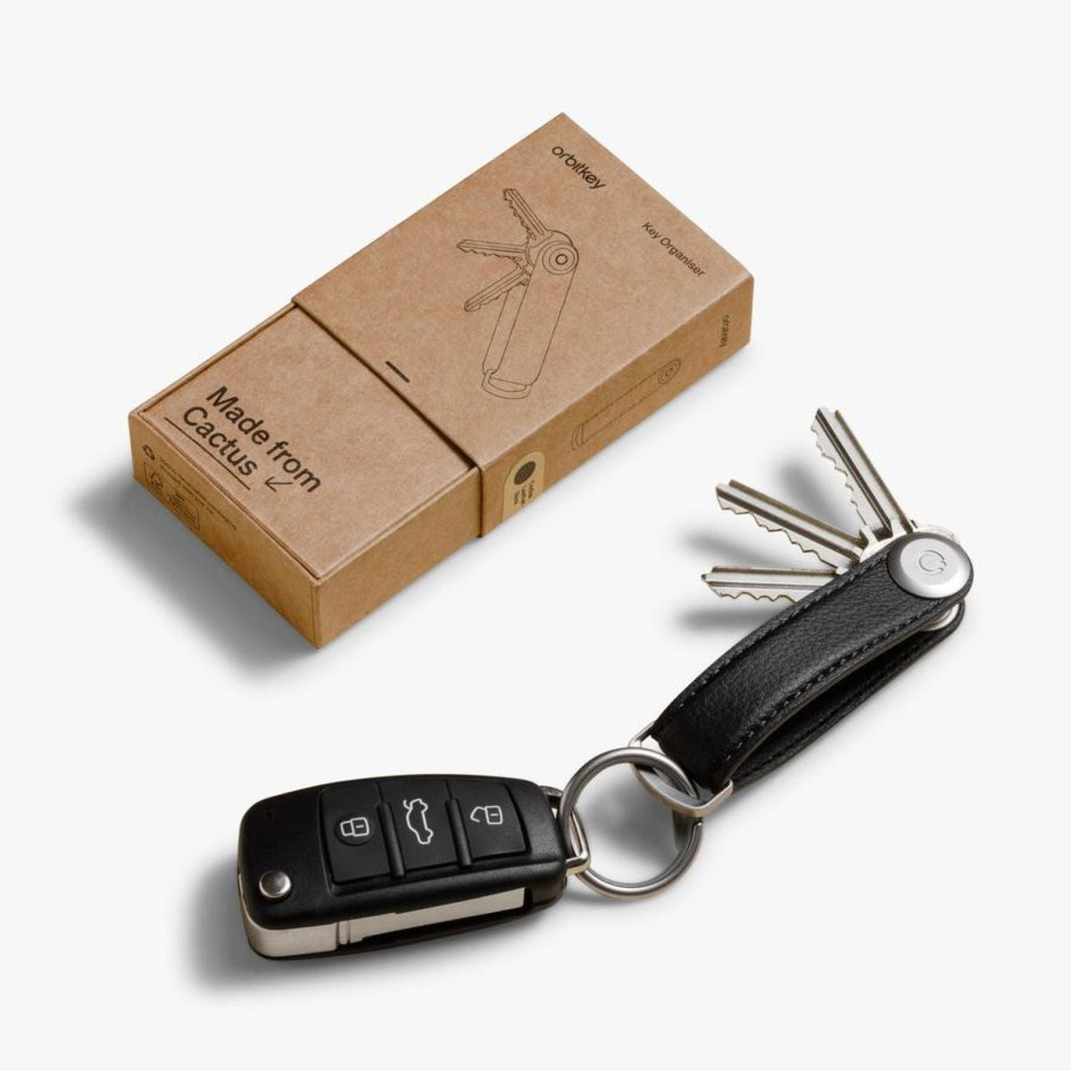 Orbitkey Cactus Leather Key Organiser 2.0 (Black)