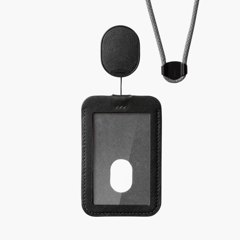 Orbitkey Leather ID Card Holder With Lanyard (Black)