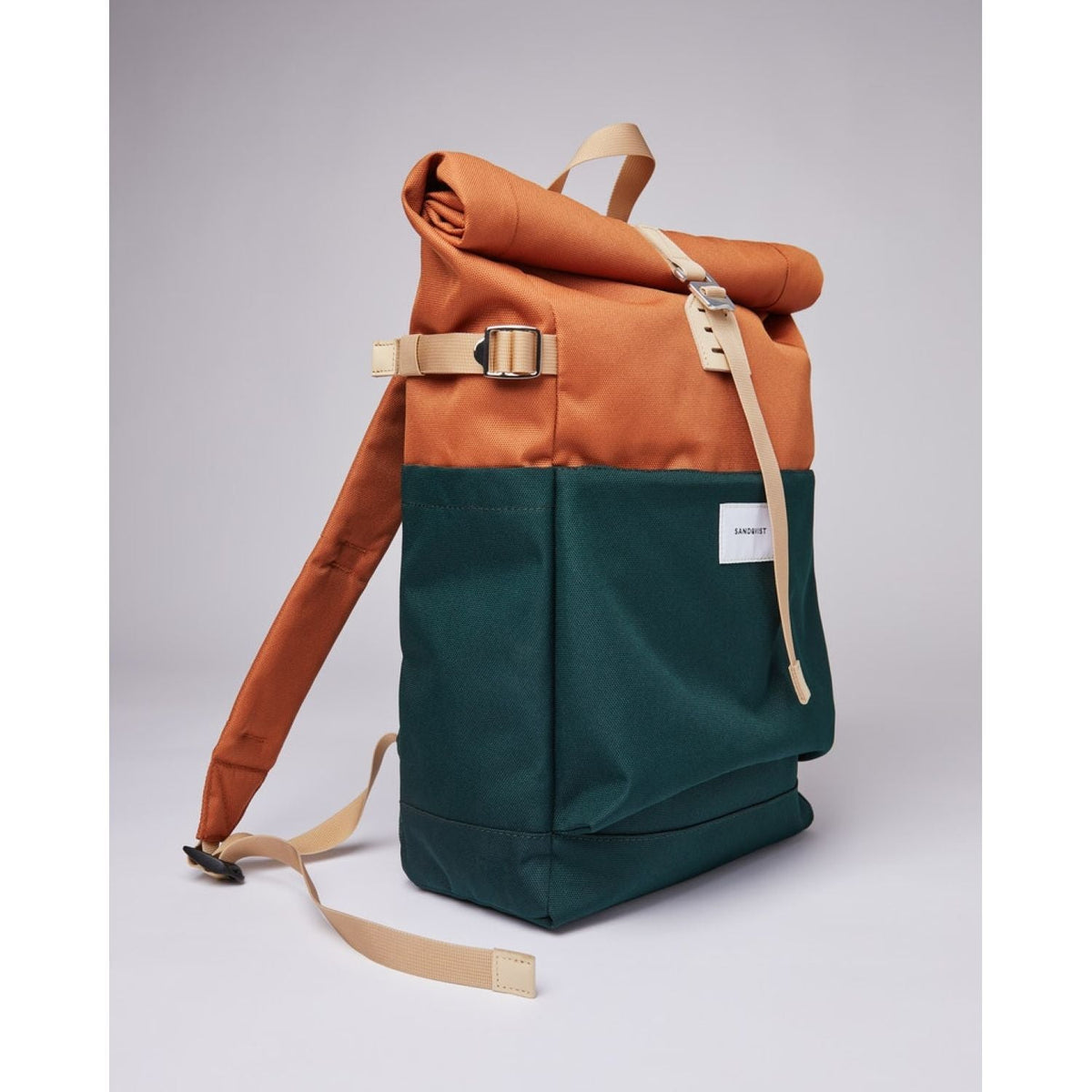 Sandqvist Ilon Backpack - Dark Green/Orange