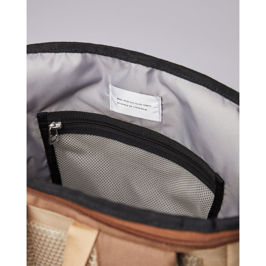 Sandqvist Sune Backpack - Multi Brown W/Beige Webbing