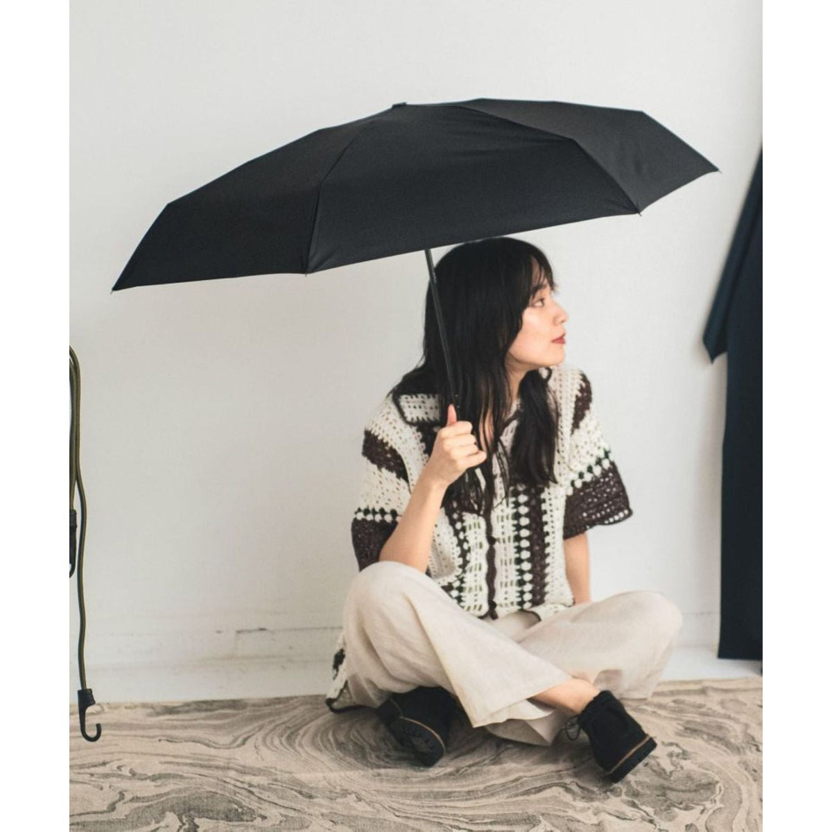 WPC UX Compact Tiny UV Protection Folding Umbrella 55cm (Black)