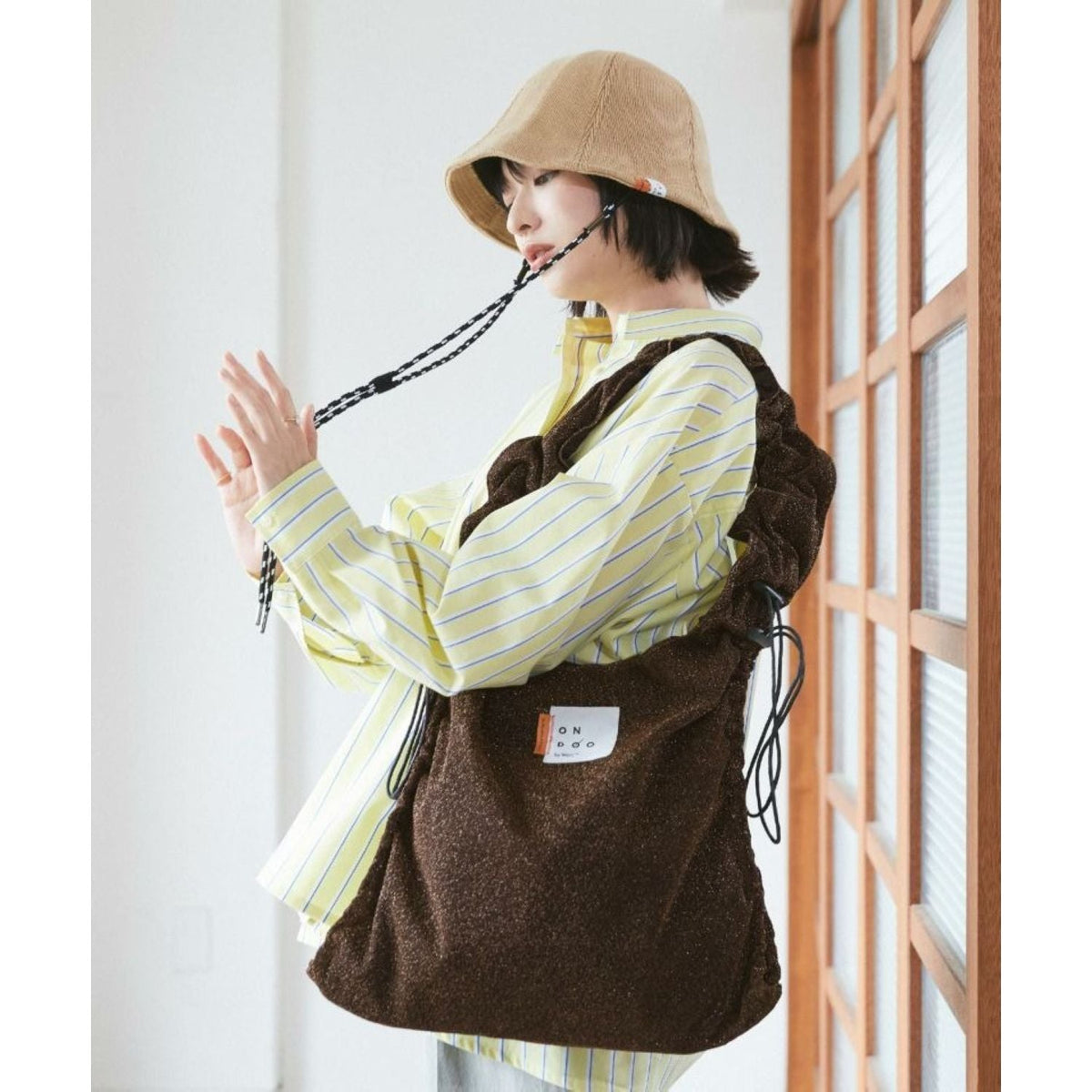 WPC Ondoo Shirring Drawstring Tote Bag (Silver)