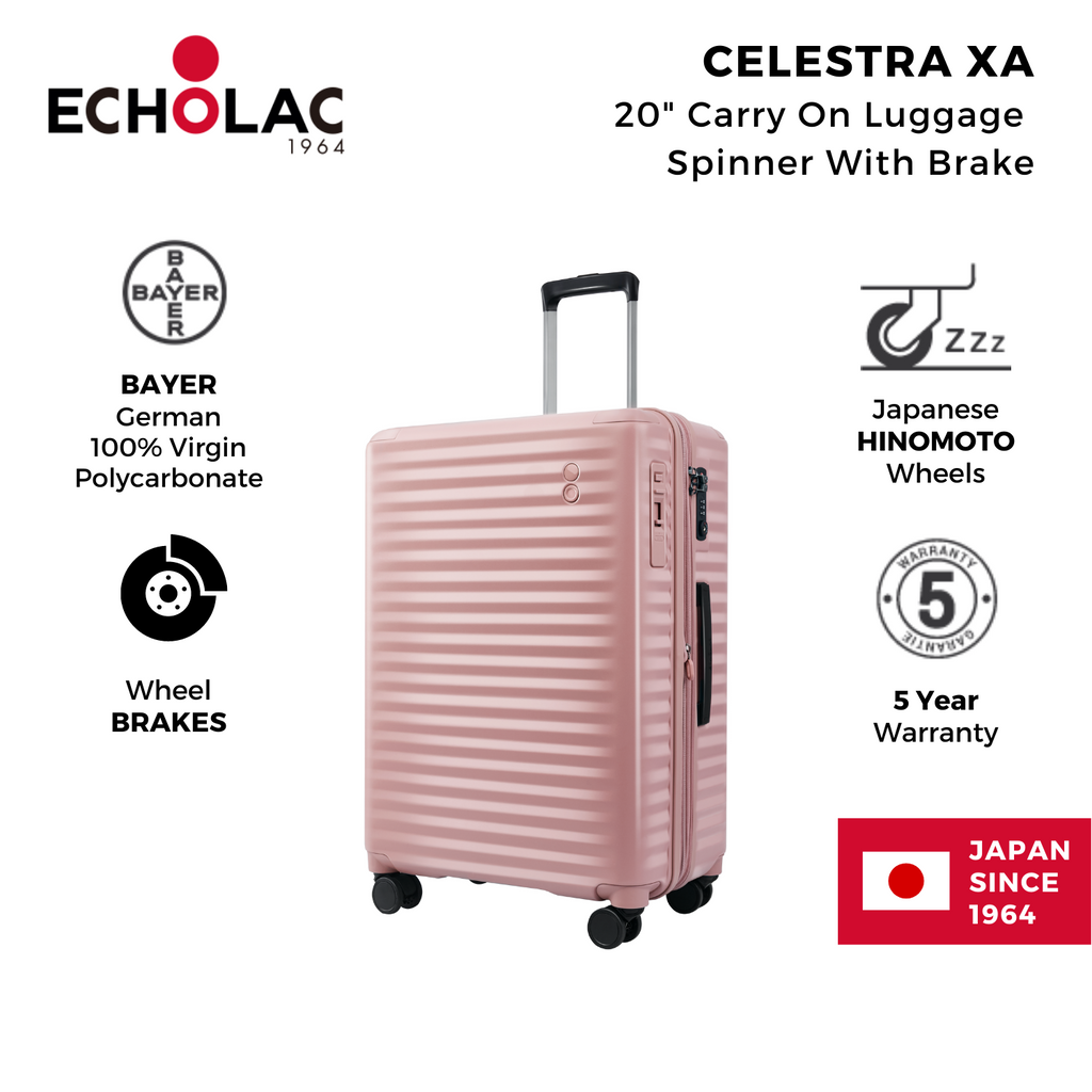 Echolac Celestra XA 20" Carry On Luggage Spinner With Brake (Pink)