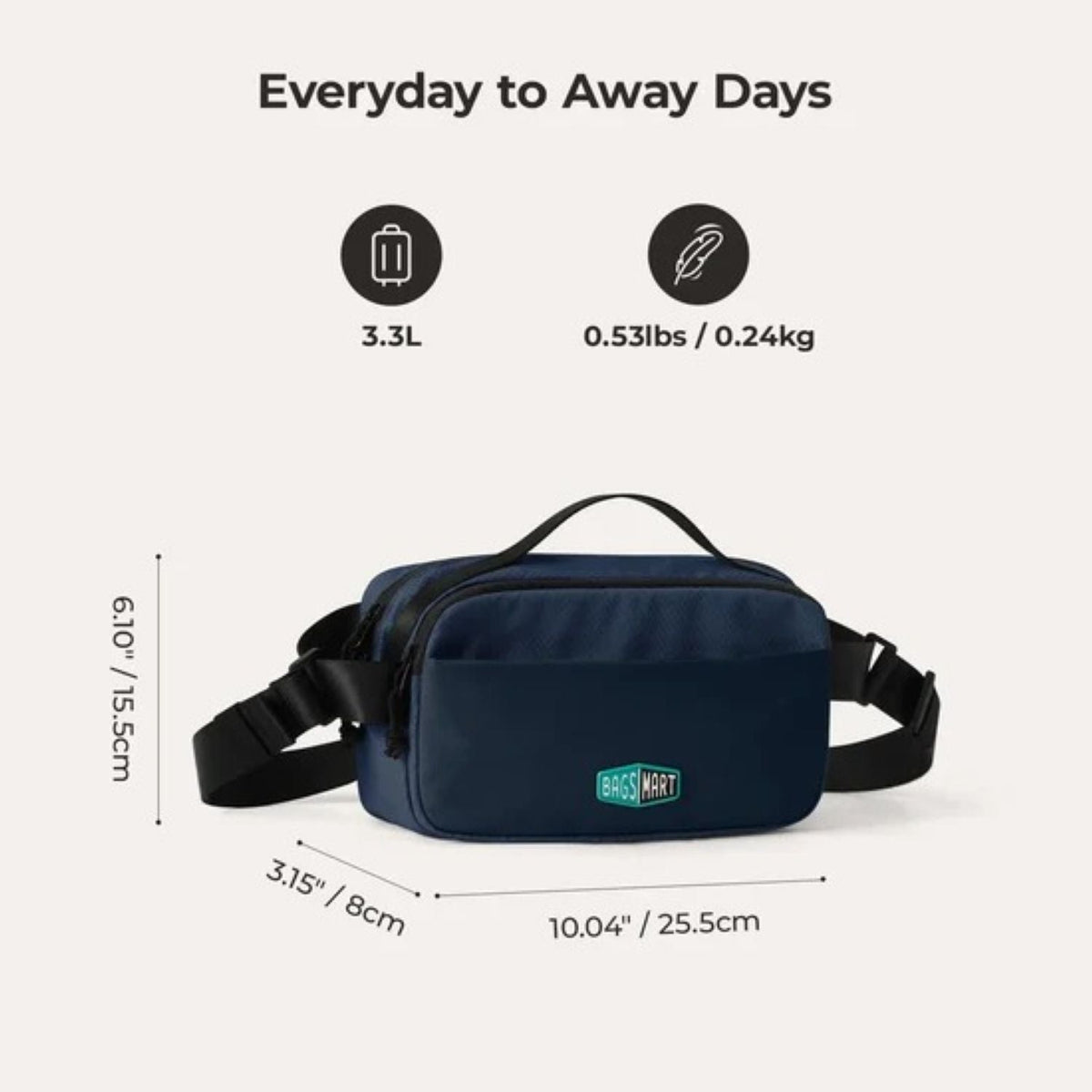 Bagsmart Blast Travel Sling Bag 3.3L (Shade Blue)