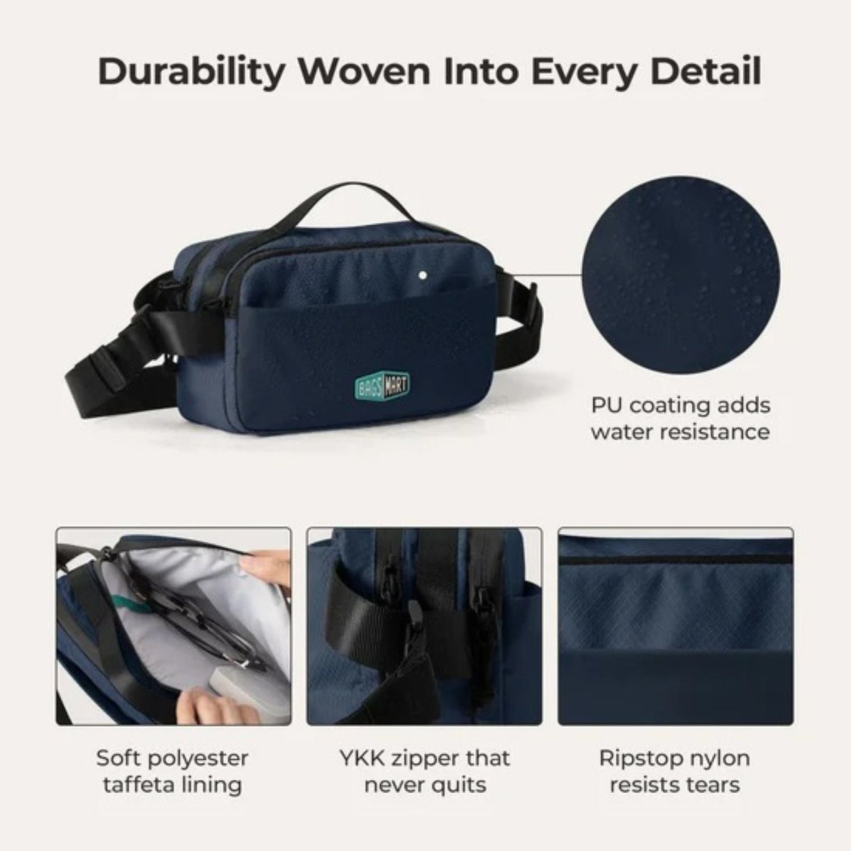 Bagsmart Blast Travel Sling Bag 3.3L (Shade Blue)