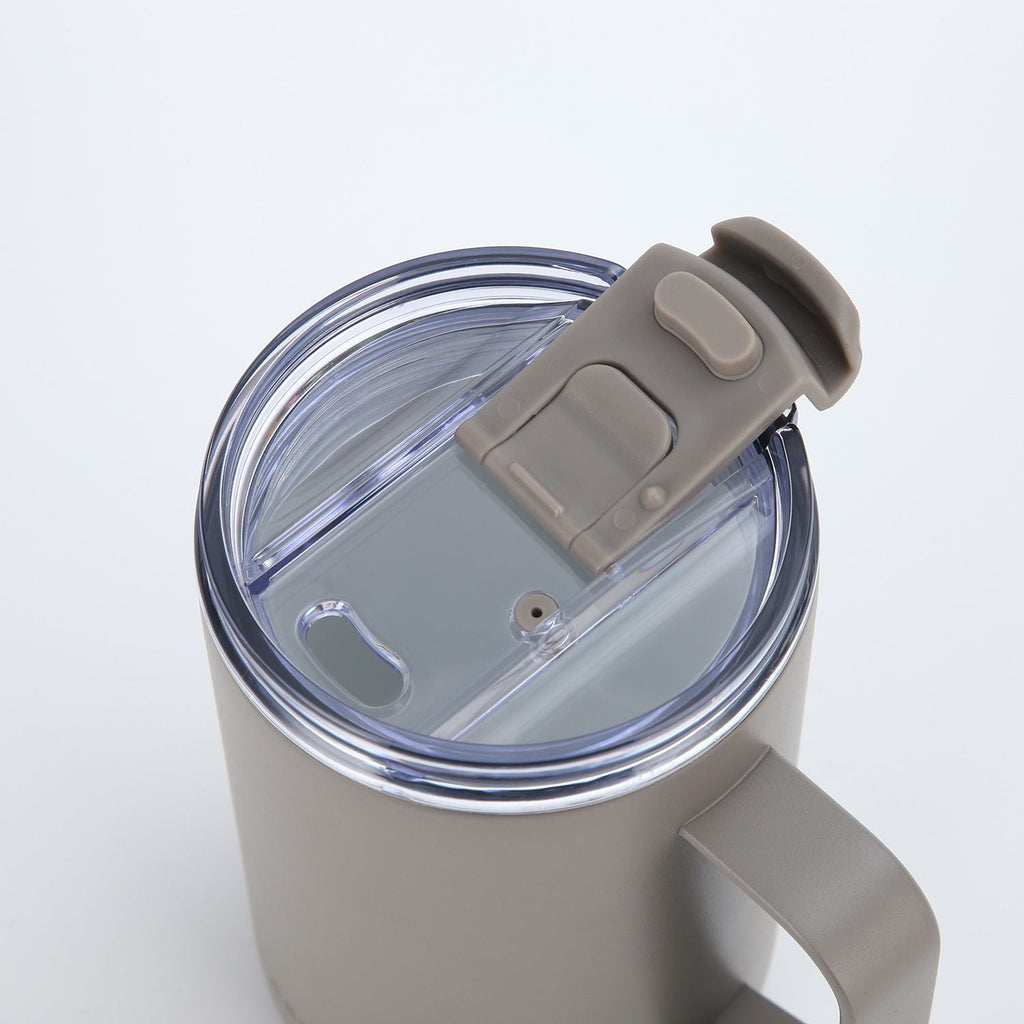 Crossing Neo Insulated S/S Leakproof Ceramic Mug W Handle And Lid 400ml - Latte (Light Grey)