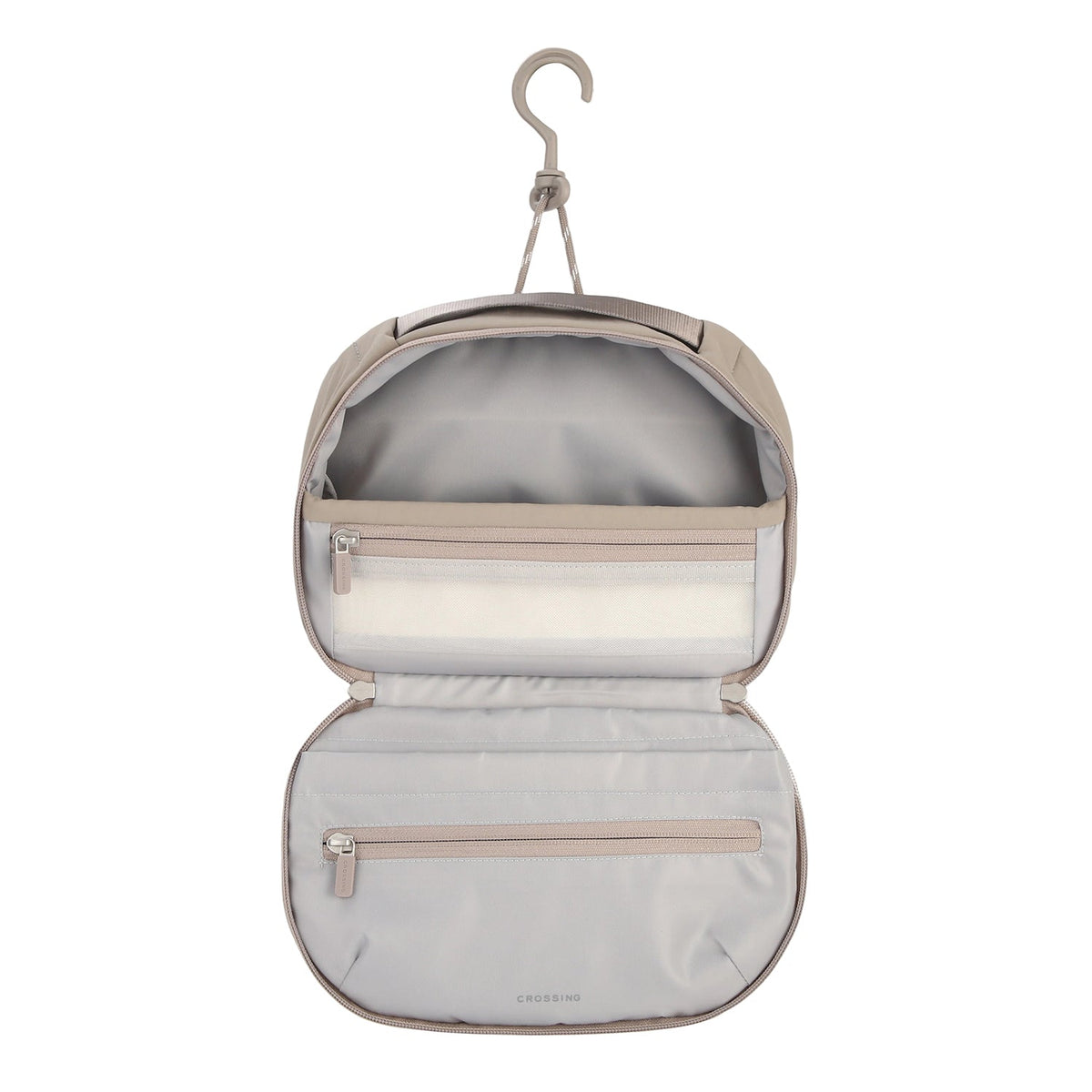 Crossing Nylon Checked Hanging Toiletry Bag Pro - Light Grey