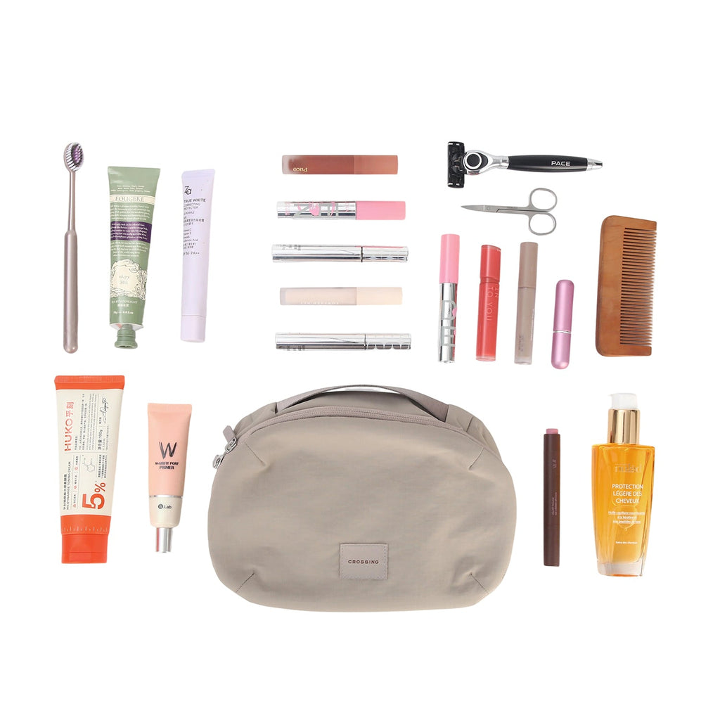 Crossing Nylon Checked Hanging Toiletry Bag Pro - Light Grey