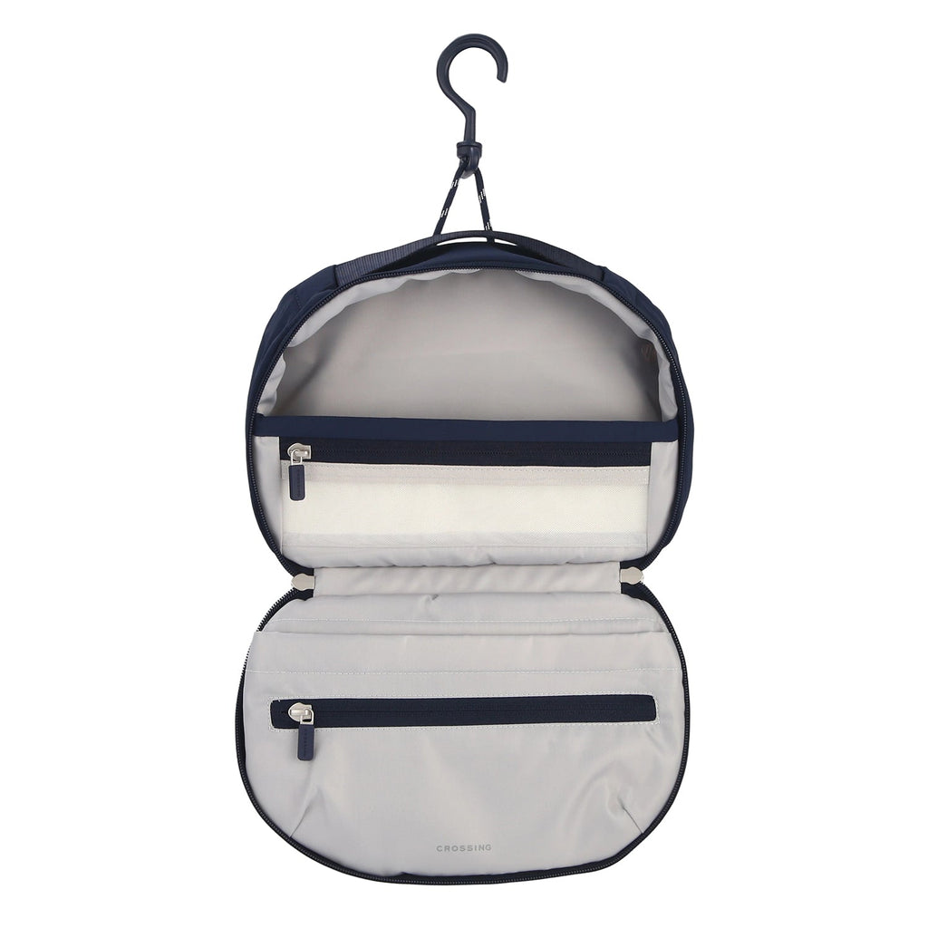 Crossing Nylon Checked Hanging Toiletry Bag Pro - Navy