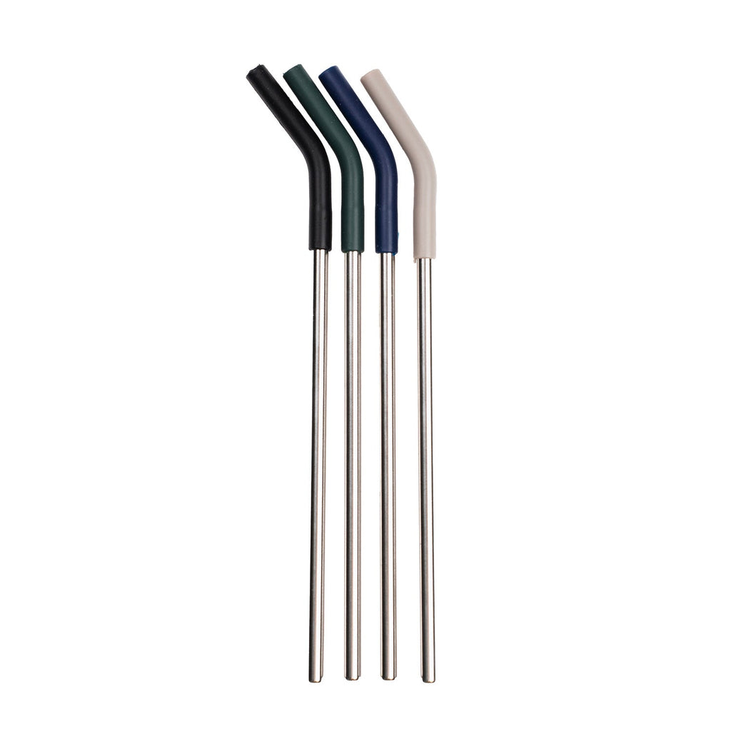 Crossing Reusable Stainless Steel Straw 4-Pc Set - Black/Squash/Ink Blue/ Latte