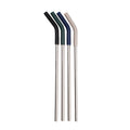 Crossing Reusable Stainless Steel Straw 4-Pc Set - Black/Squash/Ink Blue/ Latte