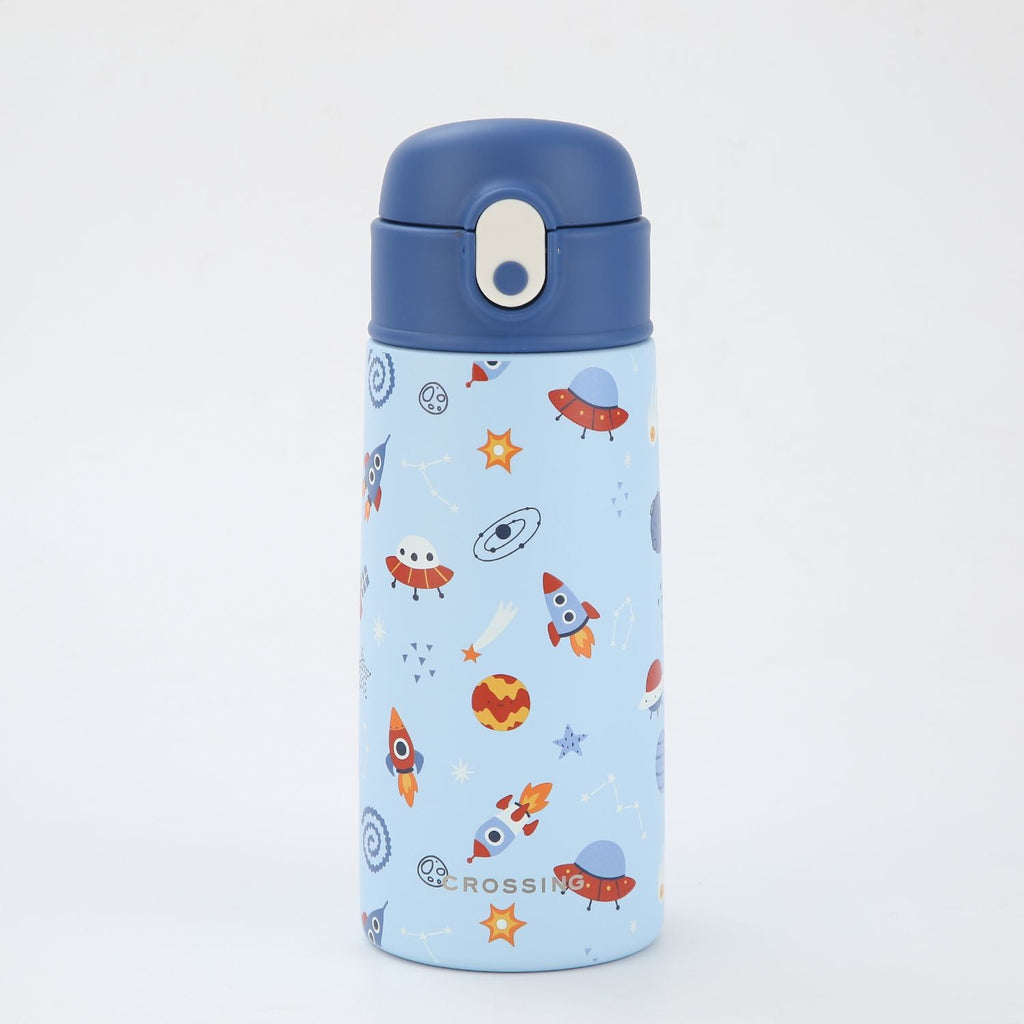 Crossing S/S 316 Kids' Insulated Water Bottle W/Sipper Silicone Straw 400ml - Galactic Space