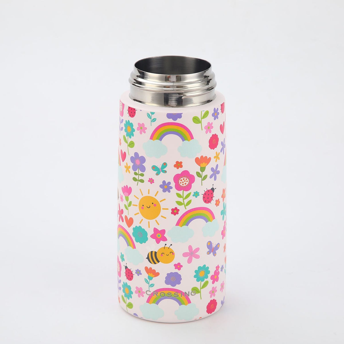 Crossing S/S 316 Kids' Insulated Water Bottle W/Sipper Silicone Straw 400ml - Happy Bee