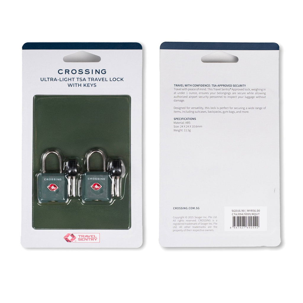 Crossing Ultra-Light TSA Travel Lock With Keys (Twin Pack) - Rose Quartz