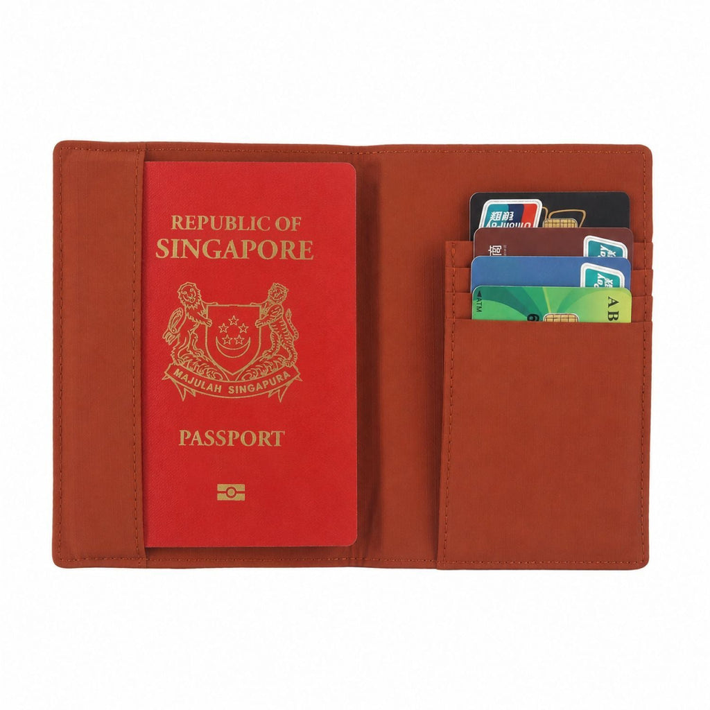 Crossing Waterproof Checked Nylon Passport Cover RFID - Rust