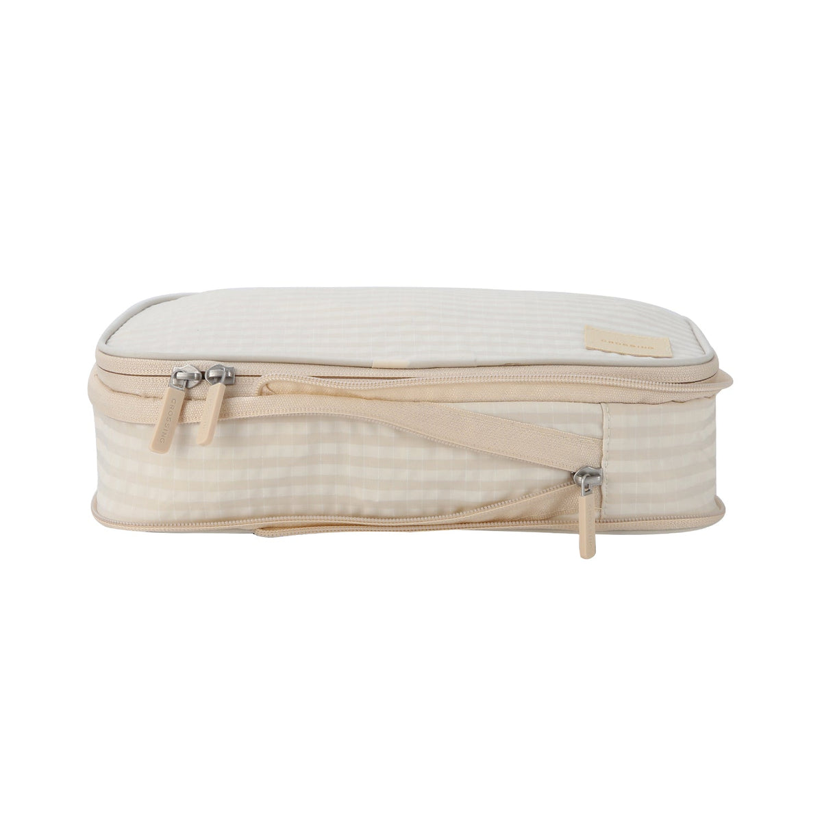 Crossing Waterproof Rayon Checked Compression Packing Cube Set (2-Piece Set) - Beige