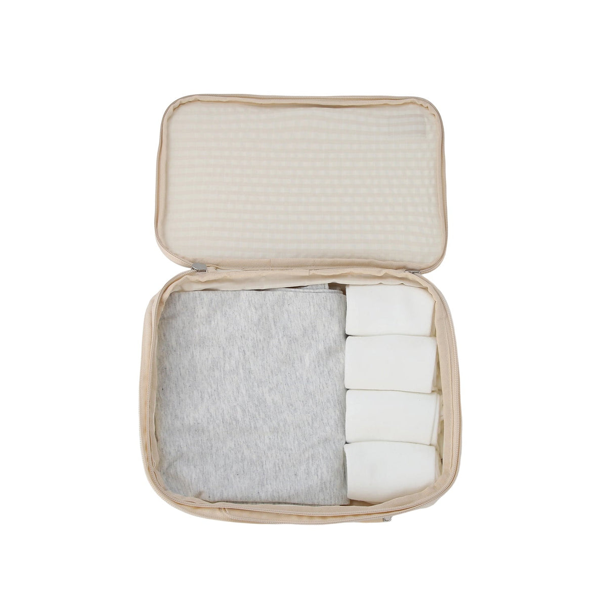 Crossing Waterproof Rayon Checked Compression Packing Cube Set (2-Piece Set) - Beige