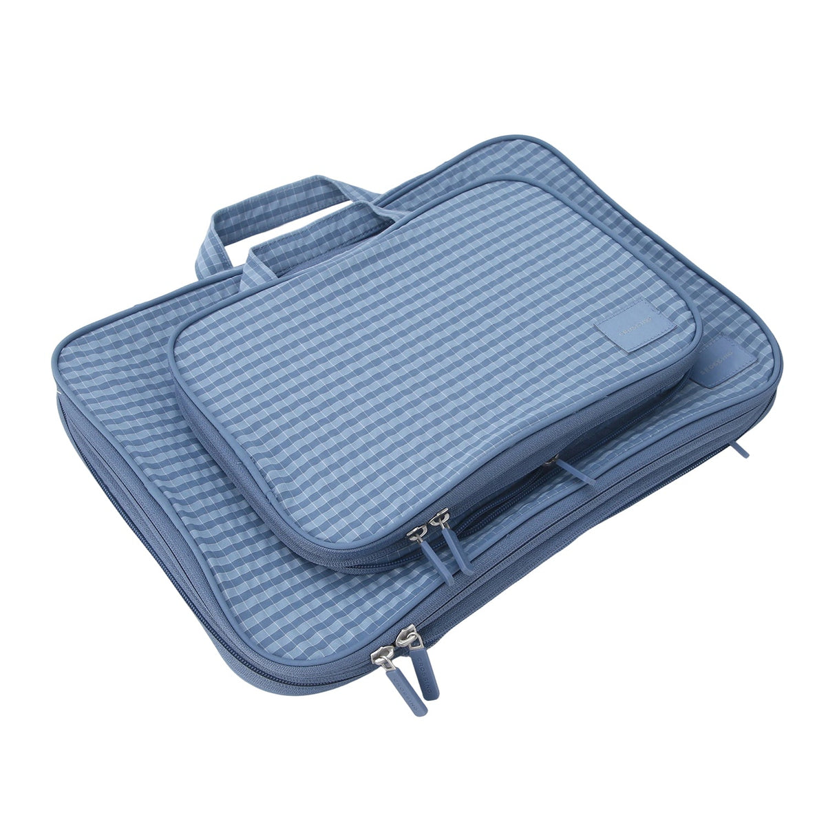 Crossing Waterproof Rayon Checked Compression Packing Cube Set (2-Piece Set) - Blue