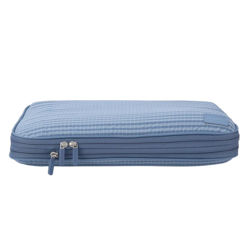 Crossing Waterproof Rayon Checked Compression Packing Cube Set (2-Piece Set) - Blue