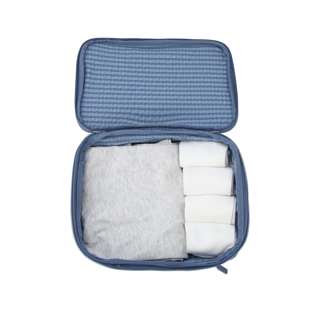Crossing Waterproof Rayon Checked Compression Packing Cube Set (2-Piece Set) - Blue