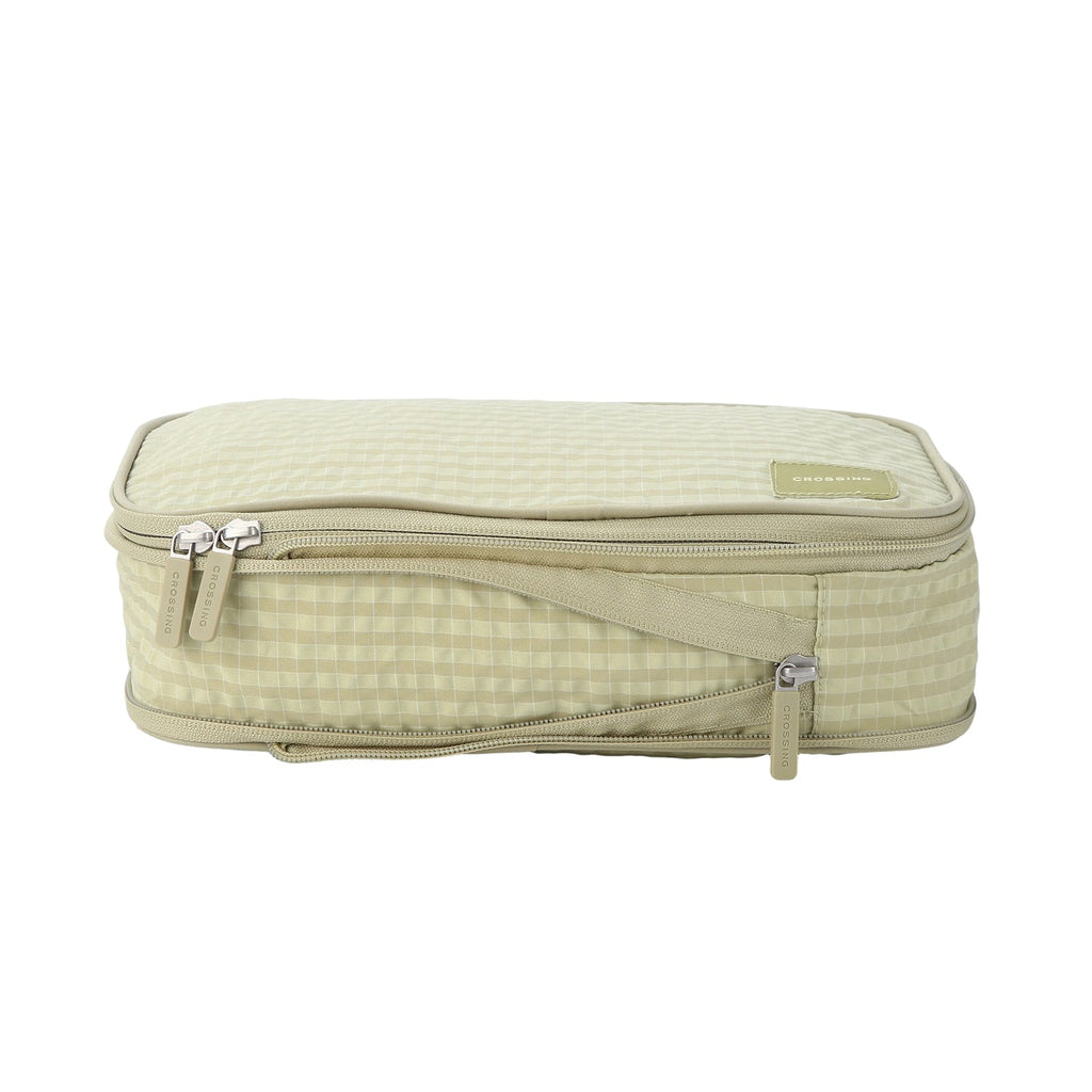 Crossing Waterproof Rayon Checked Compression Packing Cube Set (2-Piece Set) - Green