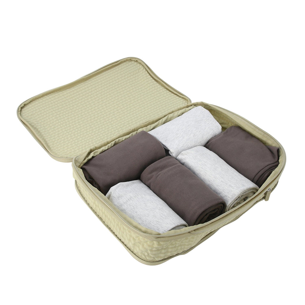 Crossing Waterproof Rayon Checked Compression Packing Cube Set (2-Piece Set) - Green