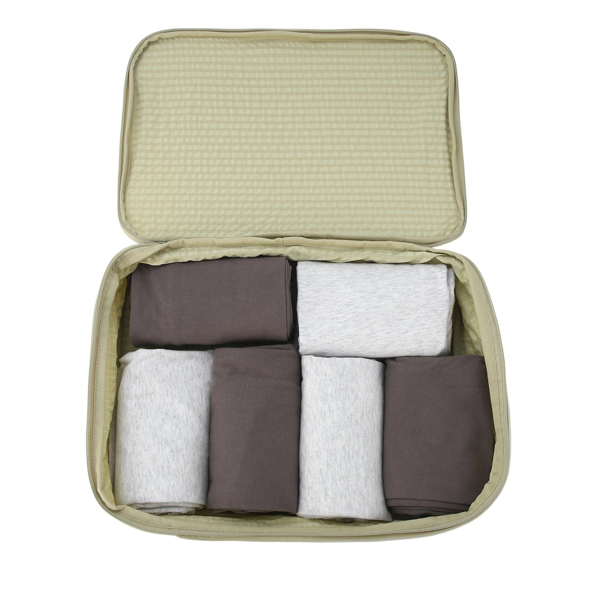 Crossing Waterproof Rayon Checked Compression Packing Cube Set (2-Piece Set) - Green