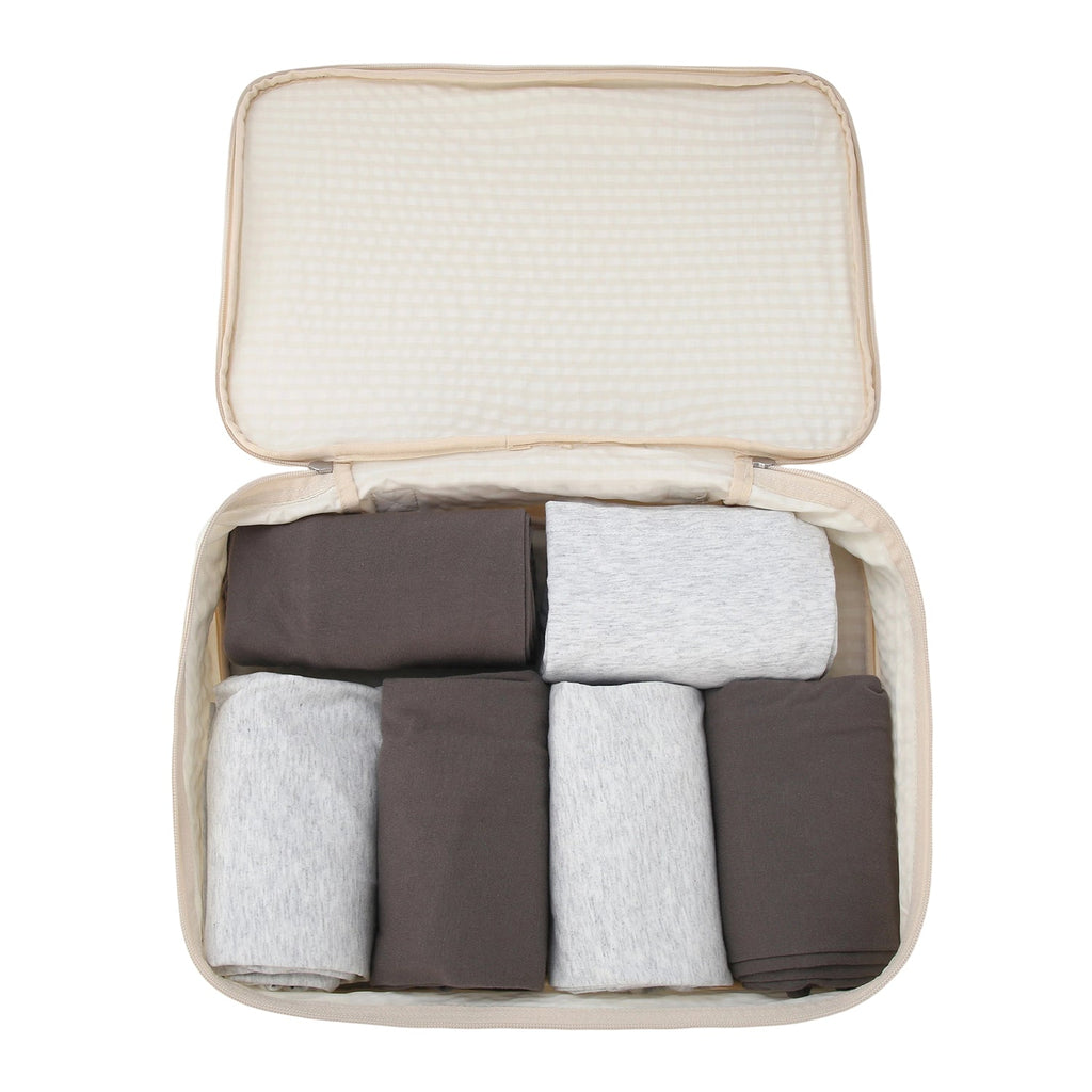 Crossing Waterproof Rayon Checked Packing Cube M - Beige