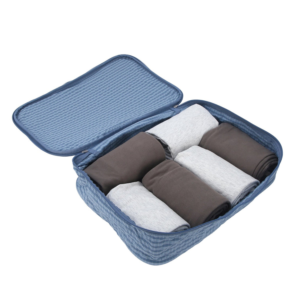 Crossing Waterproof Rayon Checked Packing Cube M - Blue